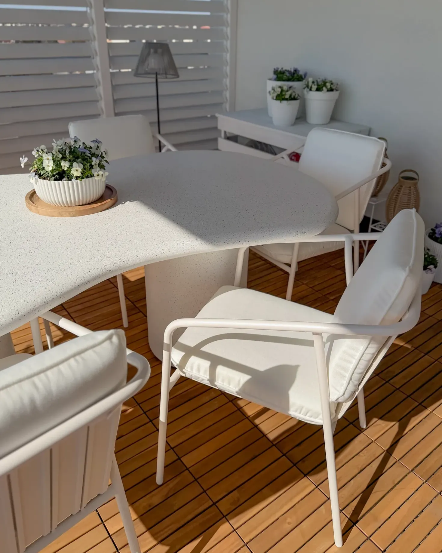 Tavolo da pranzo da giardino SIRMIONE 200 cm 110 cm Effetto terrazzo Terrazzo Bianco