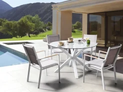 Tavolo da pranzo da giardino MALETTO 120 cm 120 cm Vetro Bianco