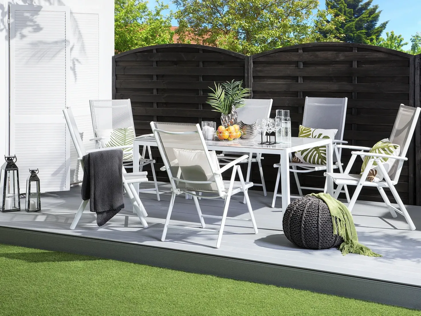 Tavolo da pranzo da giardino CATANIA 160 cm 91 cm Vetro Grigio