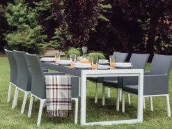 Tavolo da pranzo da giardino BACOLI 210 cm 90 cm Vetro Bianco sporco