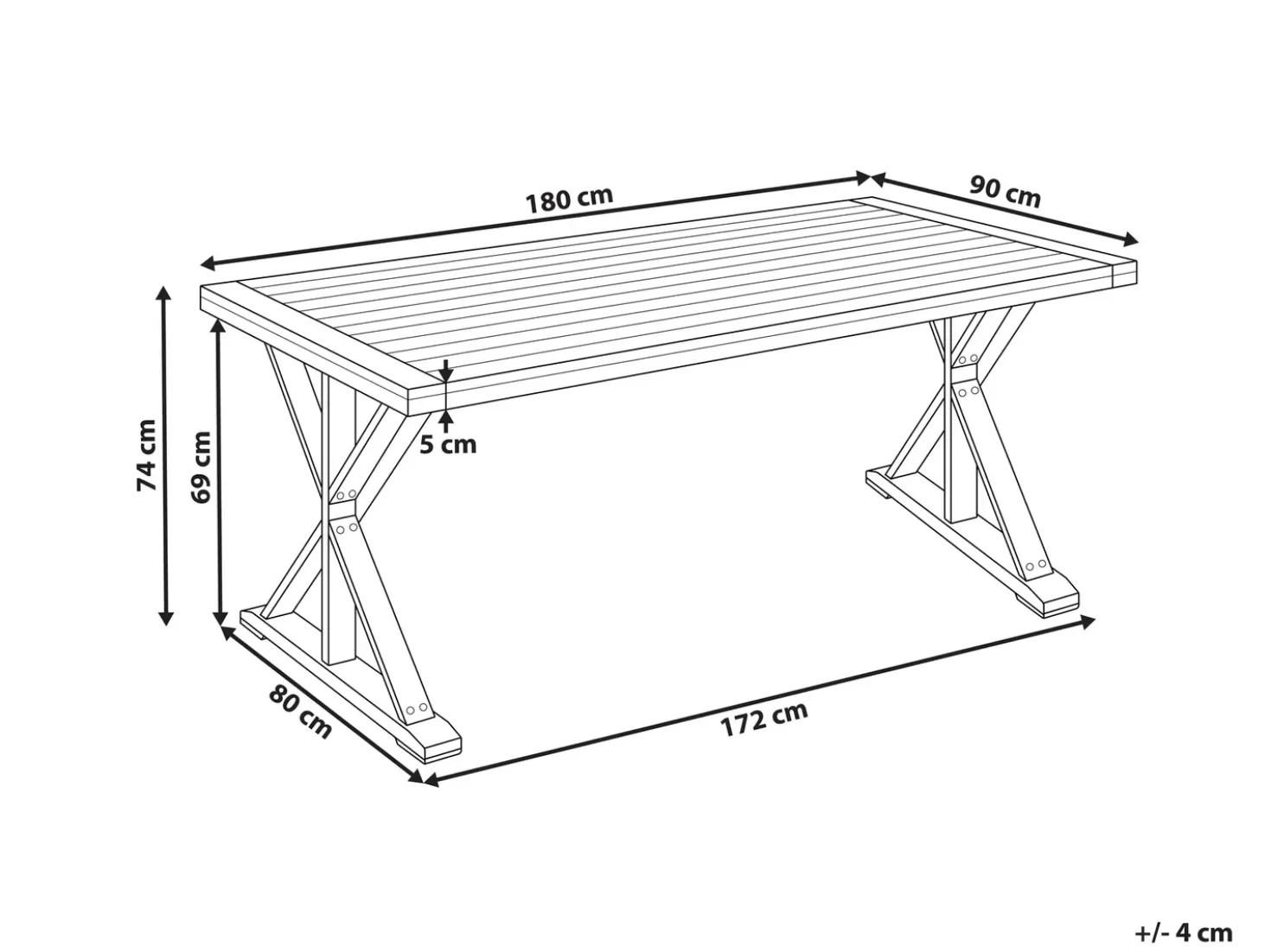Tavolo da pranzo da giardino CALABRITTO 90 cm 180 cm Legno d'acacia Marrone