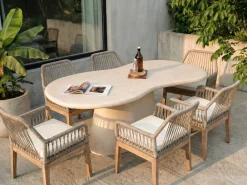 Tavolo da pranzo da giardino SPOLETO 200 cm 110 cm Beige