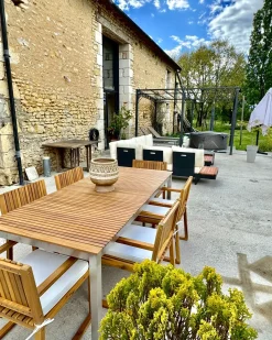 Tavolo da pranzo da giardino VIAREGGIO 200 cm 90 cm Legno di teak certificato Marrone