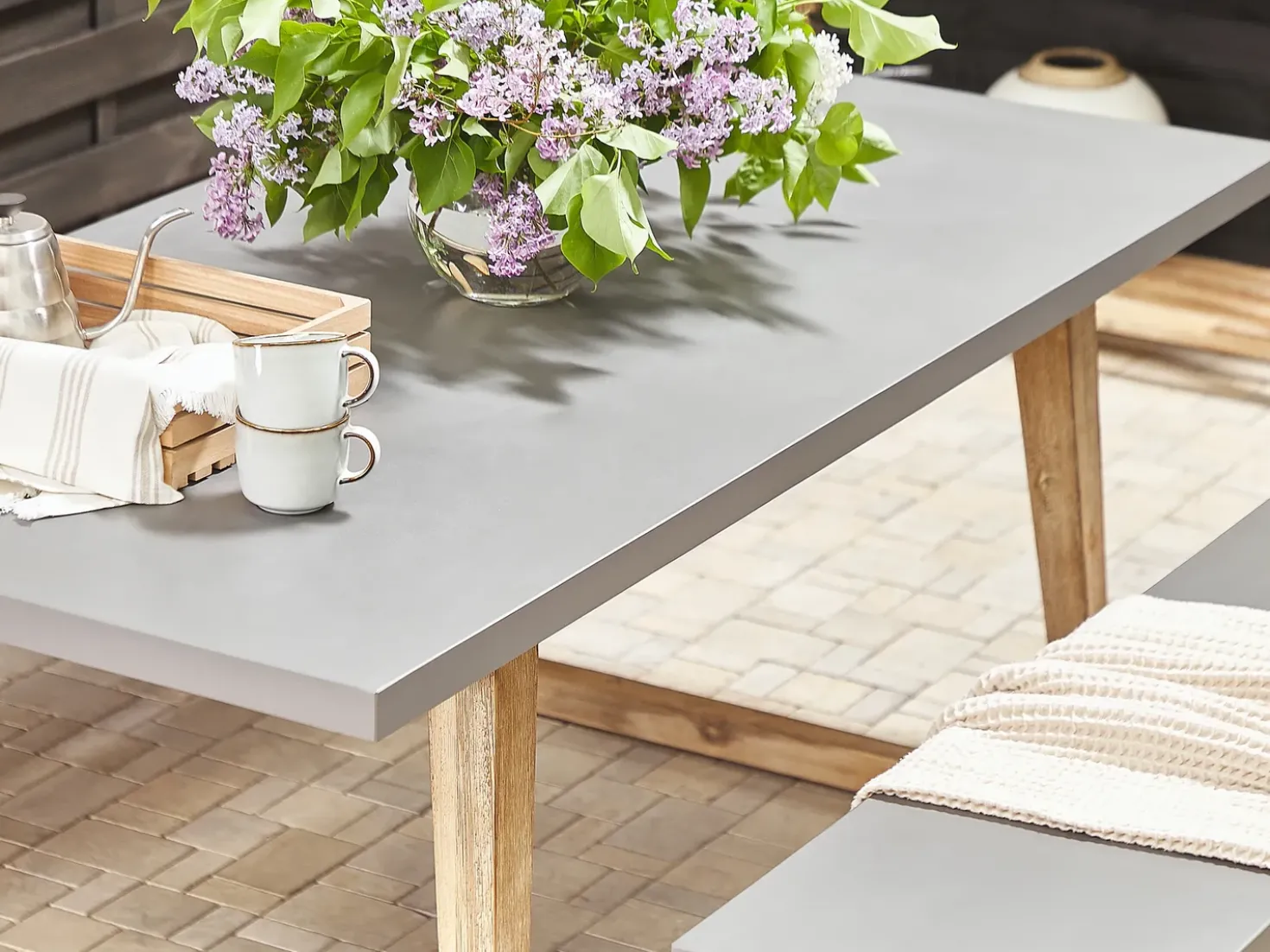 Tavolo da pranzo da giardino ORIA 180 cm 90 cm Cemento Grigio