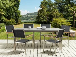 Tavolo da pranzo da giardino COSOLETO 180 cm 90 cm Vetro Nero