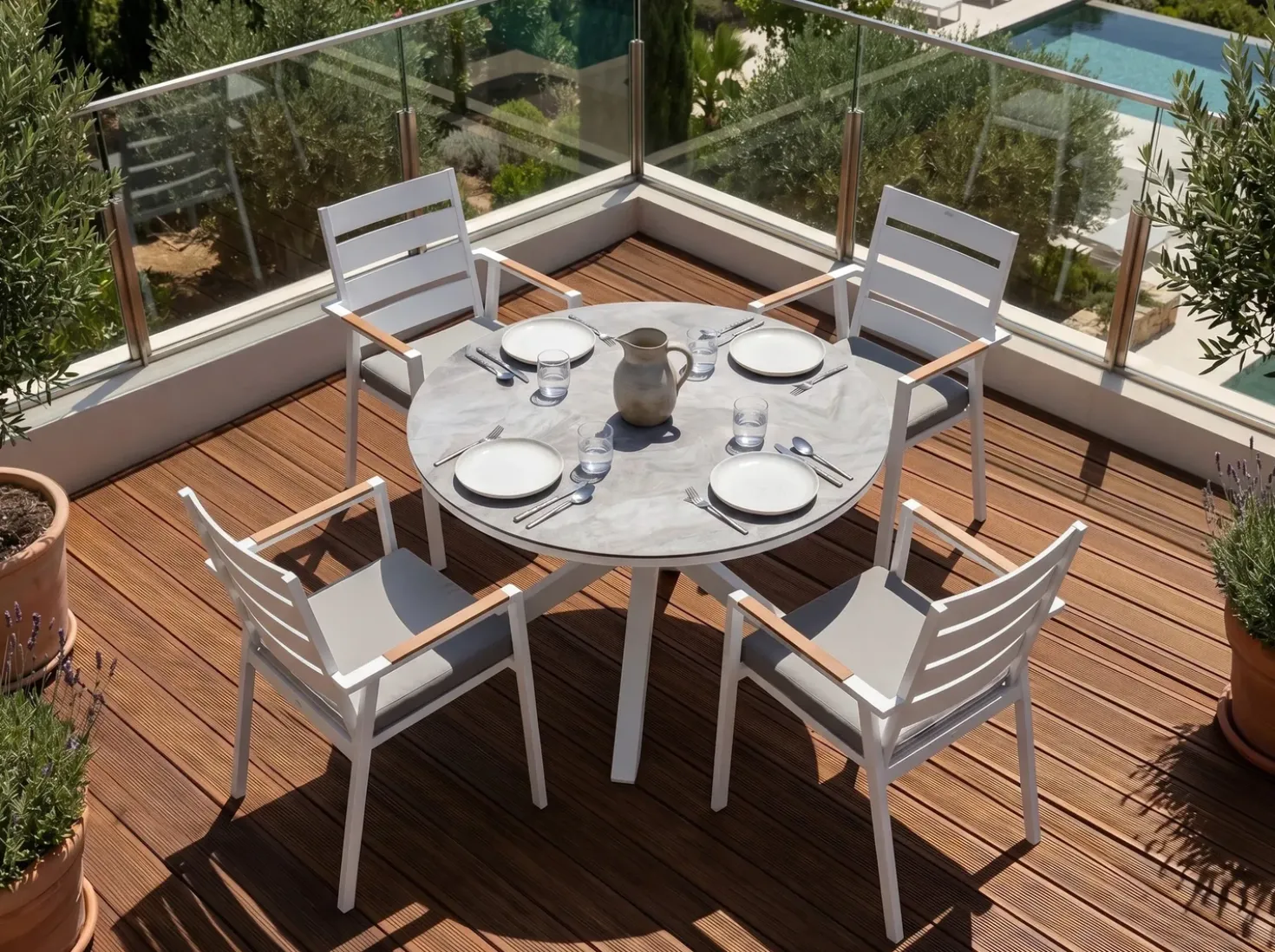 Tavolo da pranzo da giardino MALETTO 120 cm 120 cm Vetro Grigio scuro