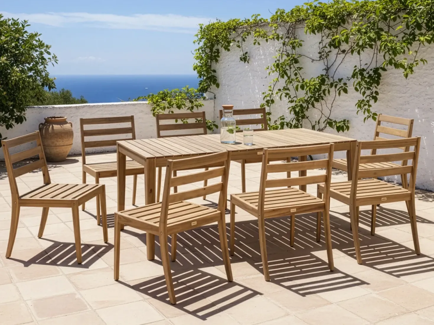 Tavolo da pranzo da giardino CHIOGGIA 90 cm 180 cm Legno di acacia certificato Marrone chiaro