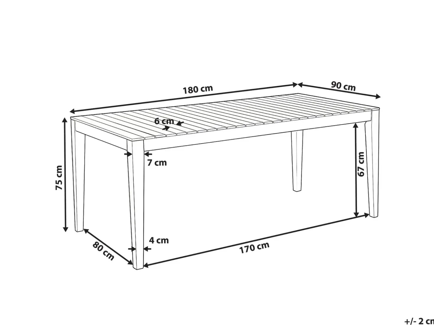 Tavolo da pranzo da giardino CHIOGGIA 90 cm 180 cm Legno di acacia certificato Marrone chiaro