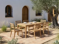 Tavolo da pranzo da giardino CHIOGGIA 90 cm 180 cm Legno di acacia certificato Marrone chiaro