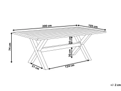 Tavolo da pranzo da giardino CASCAIS 200 cm 105 cm Metallo Grigio