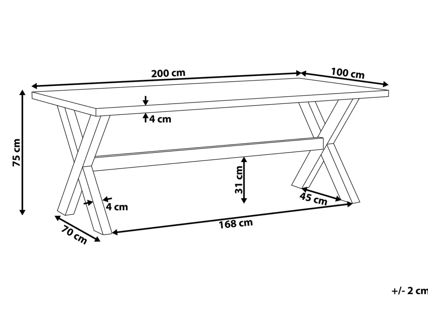 Tavolo da pranzo da giardino OLBIA 200 cm 100 cm Cemento Grigio
