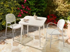 Tavolo da pranzo da giardino NATURNO 80 cm 80 cm Metallo Beige chiaro