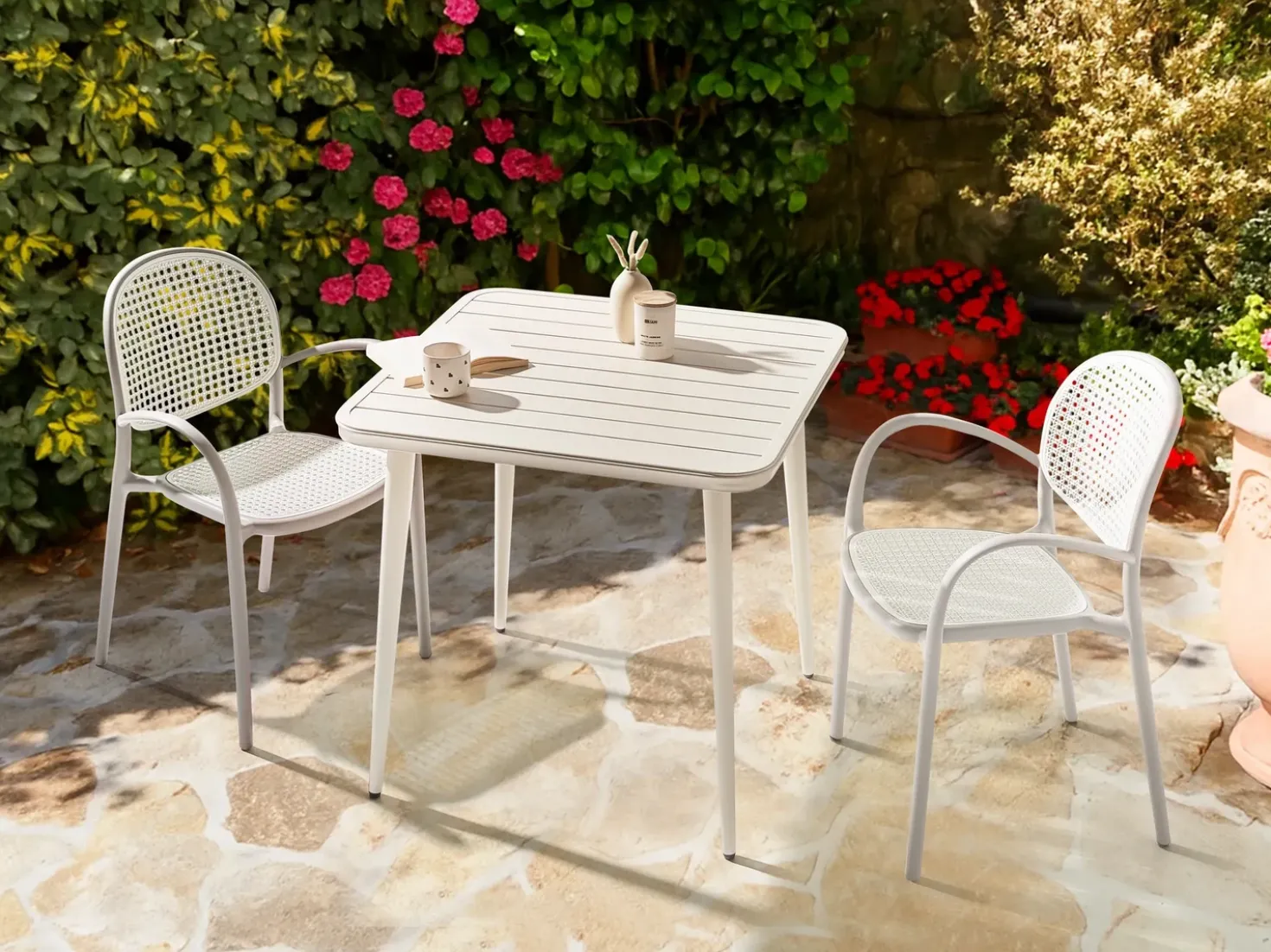 Tavolo da pranzo da giardino NATURNO 80 cm 80 cm Metallo Beige chiaro