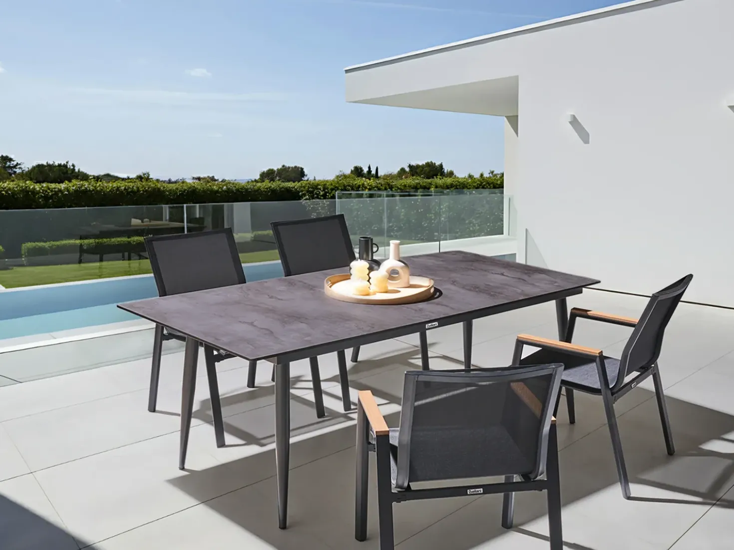 Tavolo da pranzo da giardino TOLENTINO 180 cm 90 cm Effetto pietra Grigio