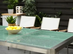 Tavolo da pranzo da giardino GROSSETO 220 cm 100 cm Vetro incrinato Trasparente