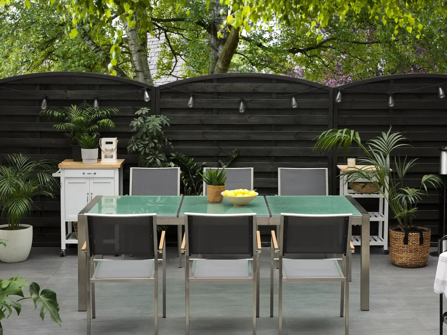 Tavolo da pranzo da giardino GROSSETO 220 cm 100 cm Vetro incrinato Trasparente
