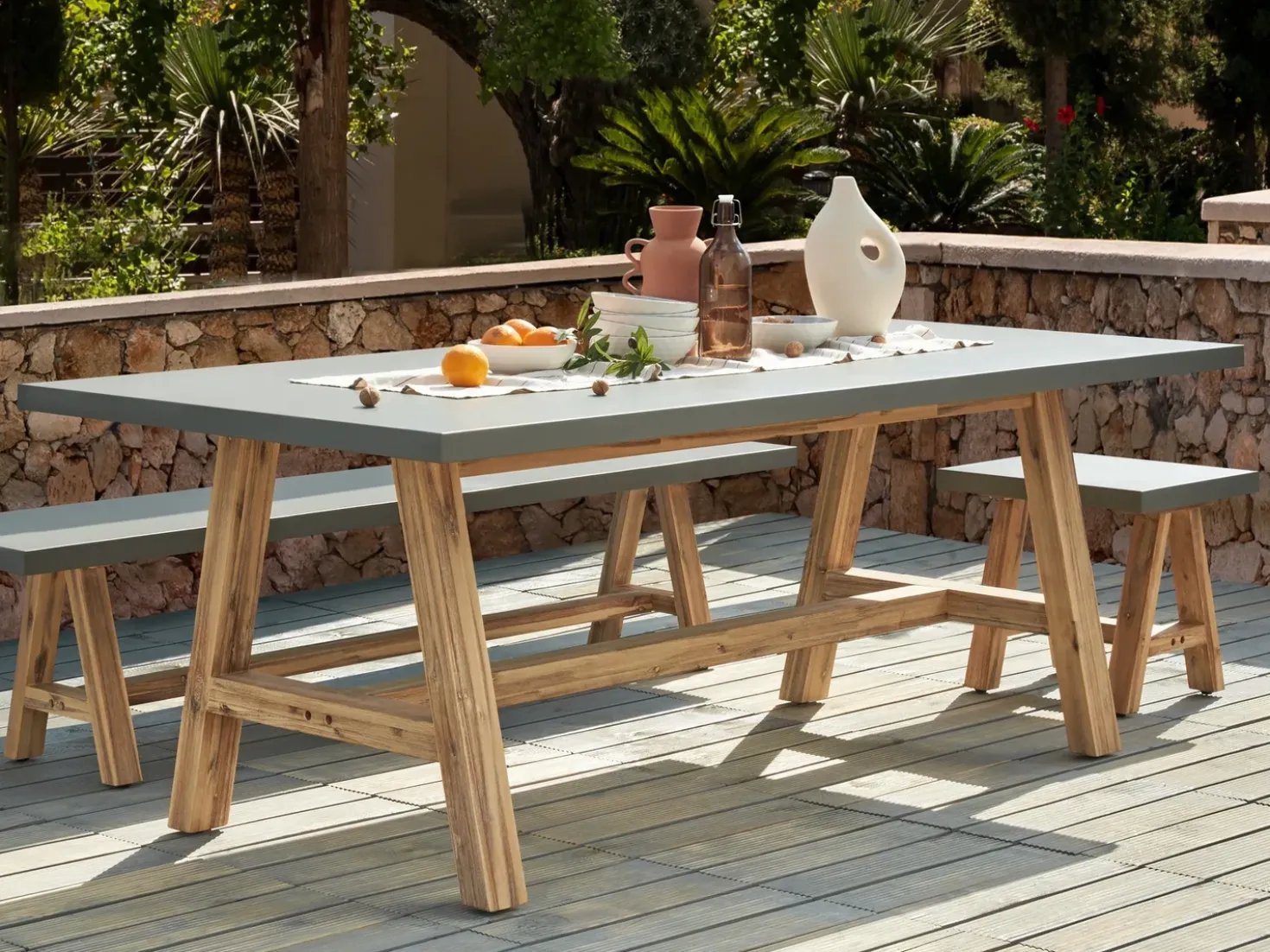 Tavolo da pranzo da giardino TONNARE 200 cm 100 cm Cemento Grigio