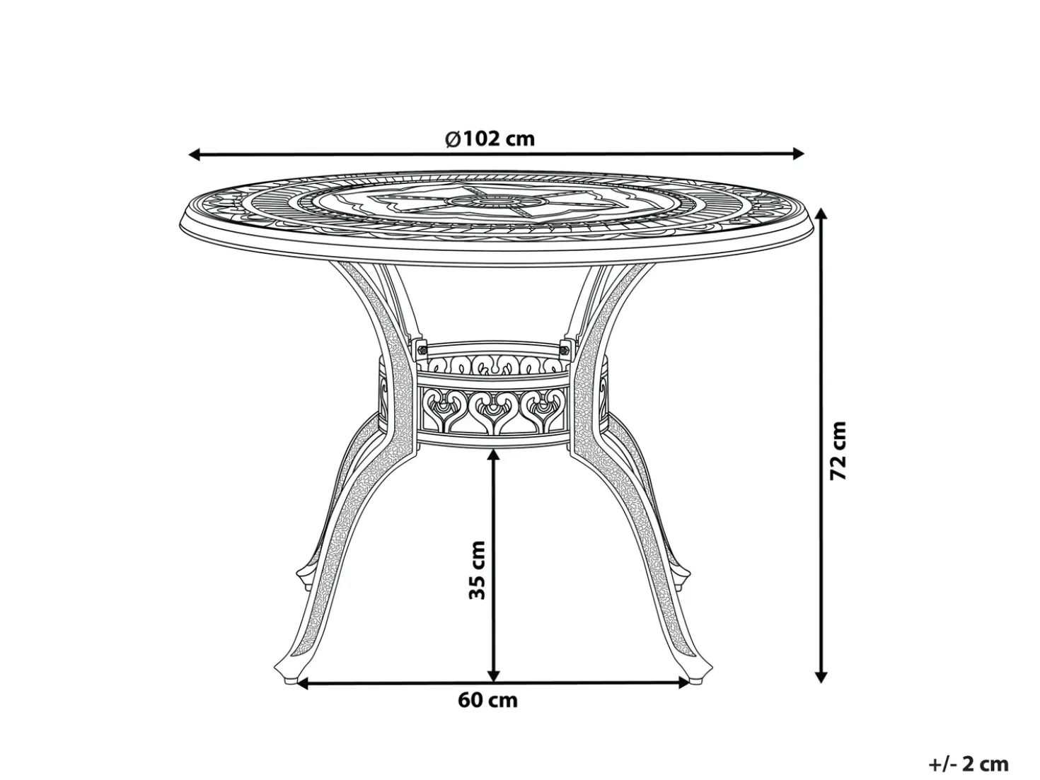 Tavolo da pranzo da giardino SALENTO 102 cm 102 cm Metallo Marrone scuro