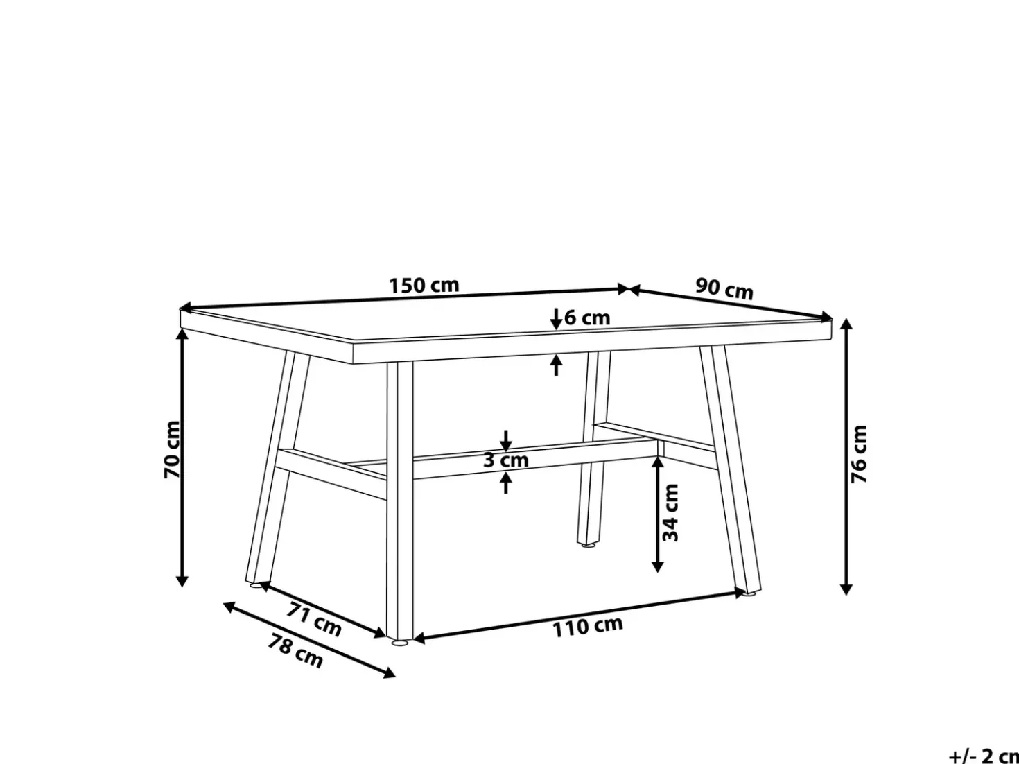 Tavolo da pranzo da giardino CANETTO 150 cm 90 cm Vetro Nero