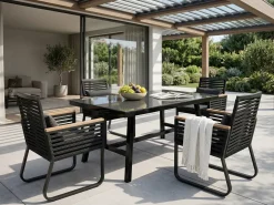 Tavolo da pranzo da giardino CANETTO 150 cm 90 cm Vetro Nero