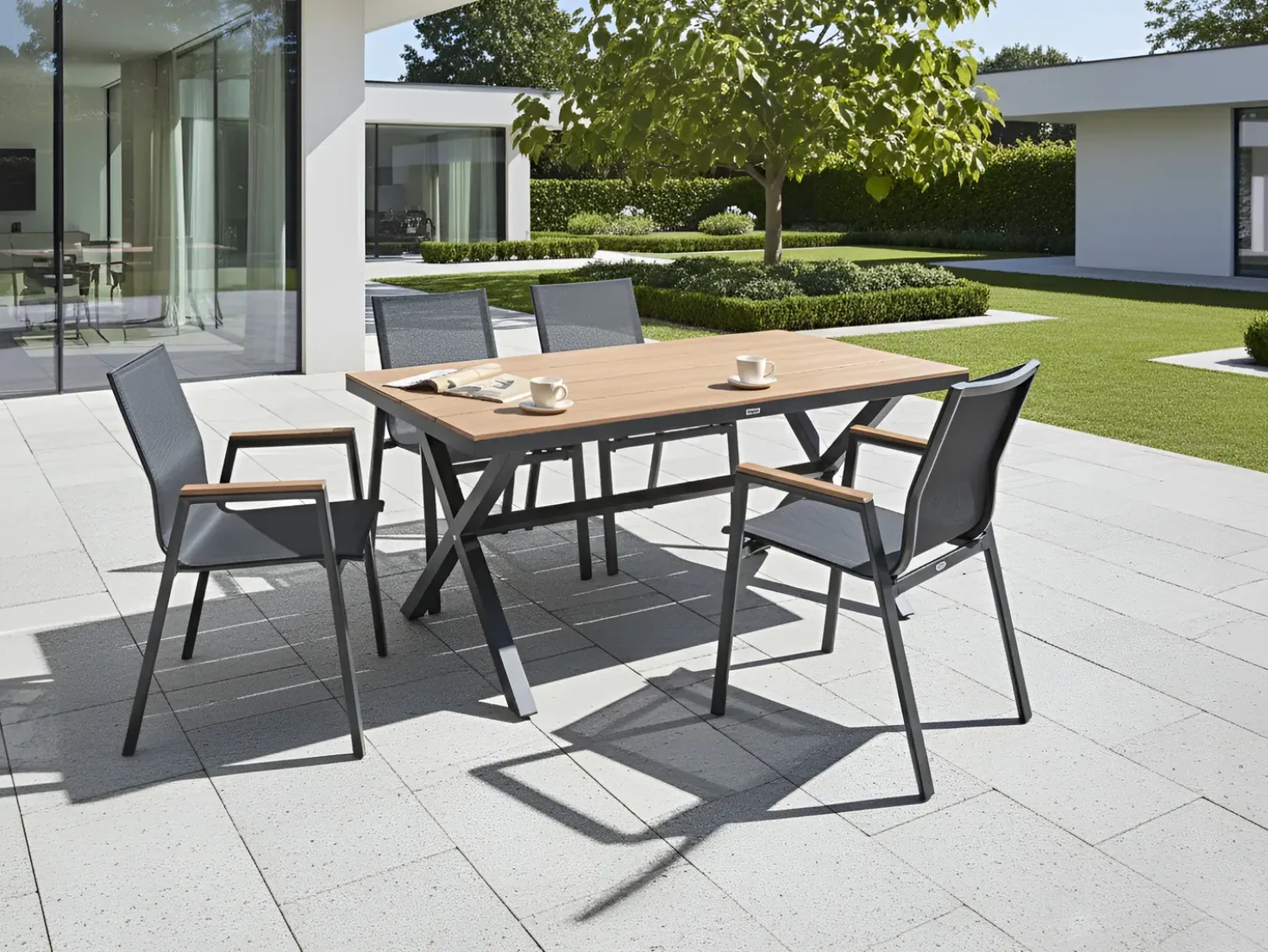 Tavolo da pranzo da giardino TIANO 160 cm 90 cm Metallo Nero