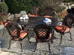 Tavolo da pranzo da giardino LIZZANO 165 cm 102 cm Metallo Marrone scuro