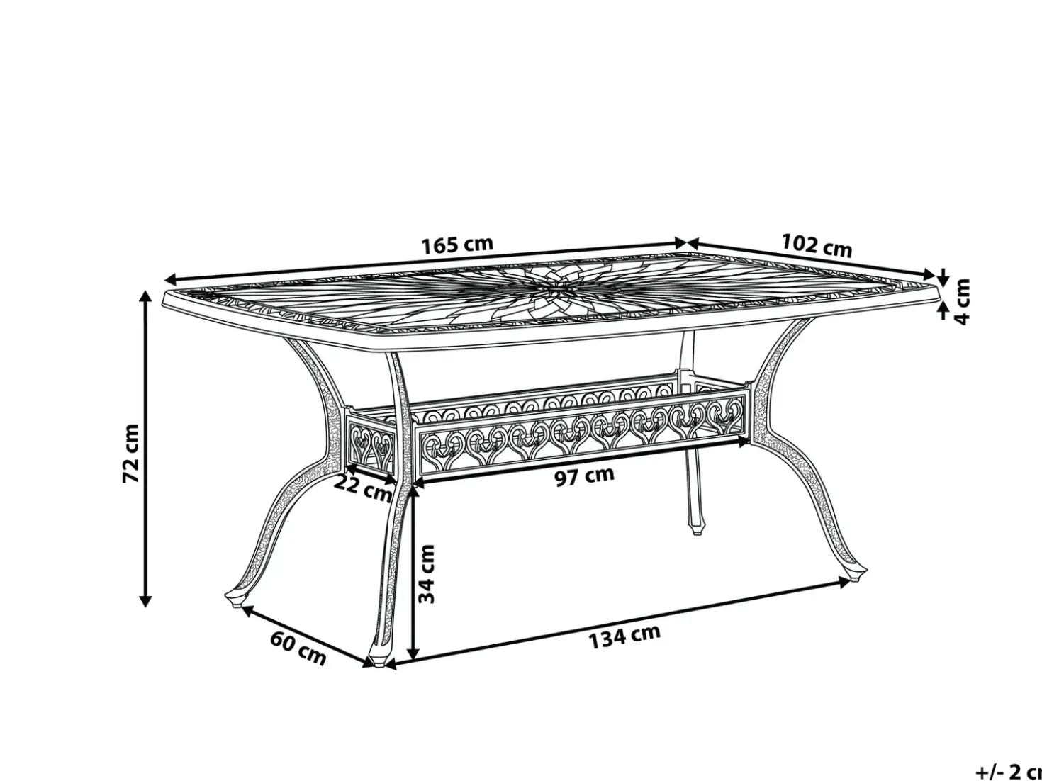 Tavolo da pranzo da giardino LIZZANO 165 cm 102 cm Metallo Marrone scuro