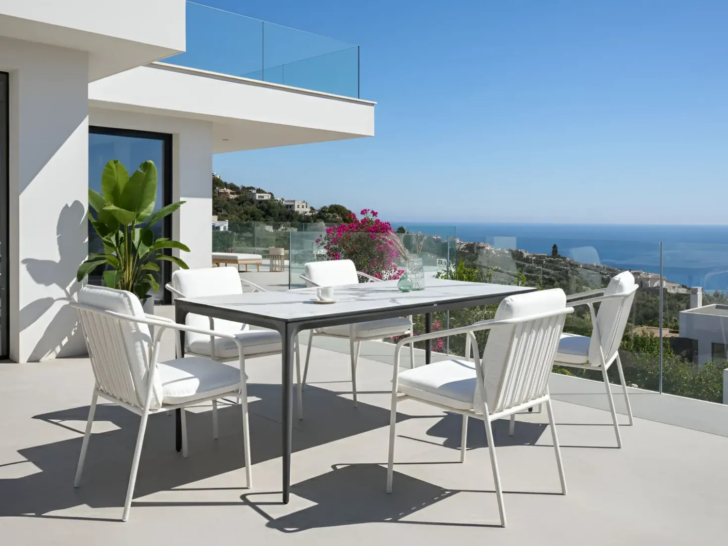 Tavolo da pranzo da giardino SOVARETO 180 cm 90 cm Effetto marmo Marmo bianco