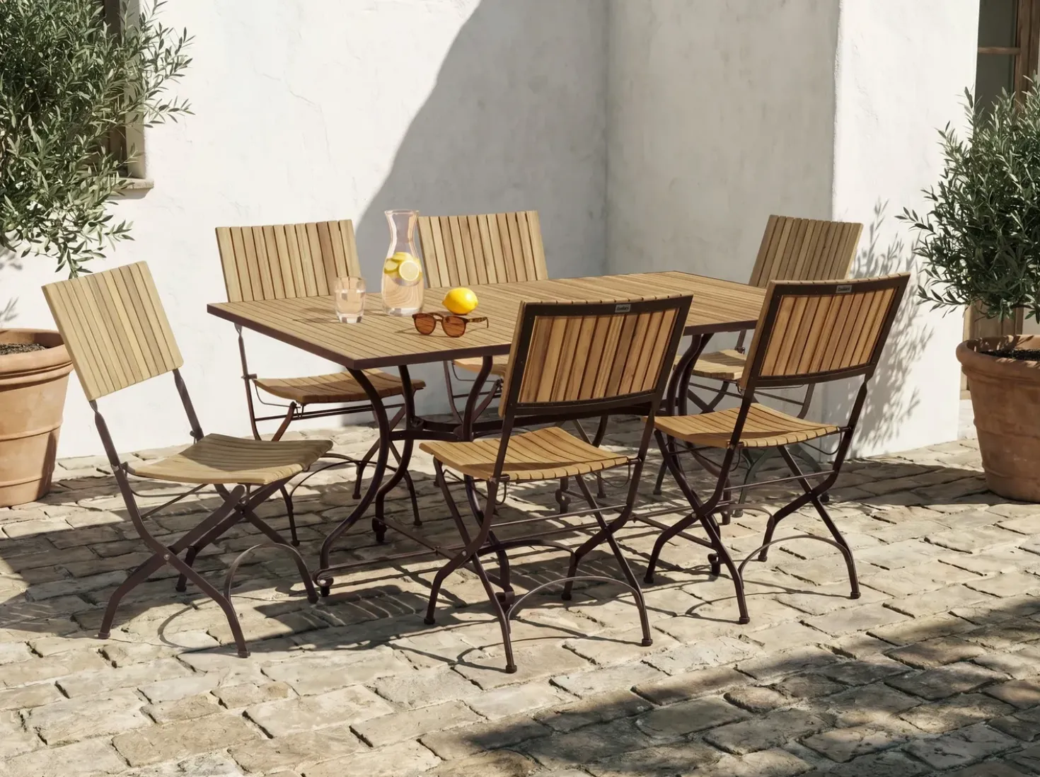 Tavolo da pranzo da giardino LASCARI 160 cm 90 cm Legno d'acacia Marrone chiaro