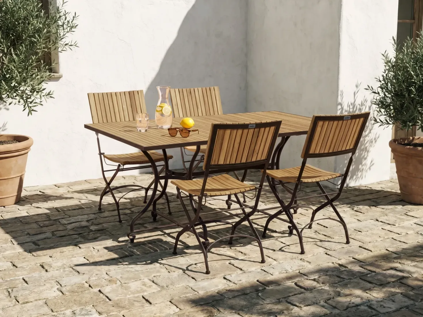 Tavolo da pranzo da giardino LASCARI 160 cm 90 cm Legno d'acacia Marrone chiaro