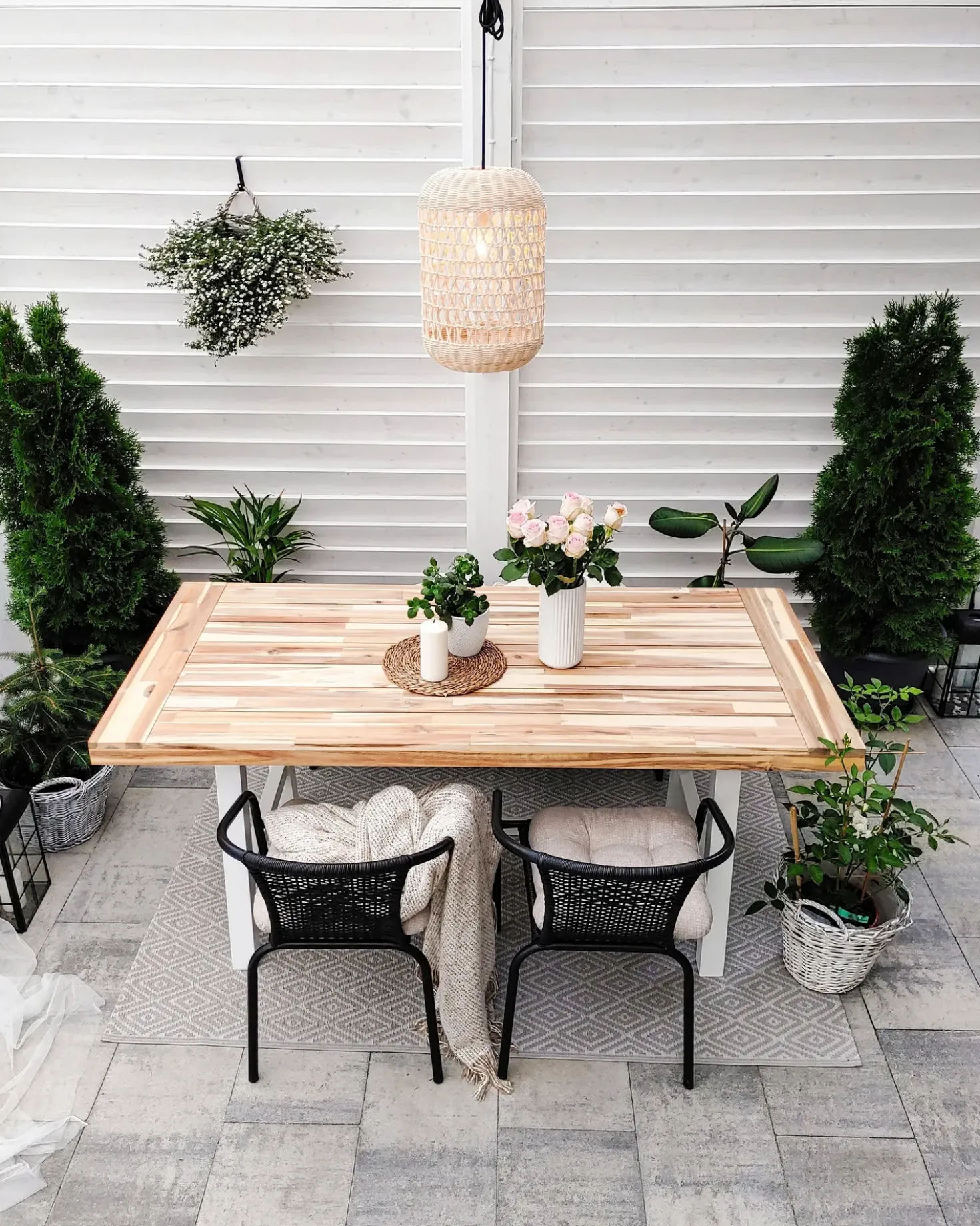 Tavolo da pranzo da giardino SCANIA 170 cm 80 cm Legno d'acacia Bianco