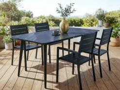 Tavolo da pranzo da giardino RODALLO 160 cm 90 cm Pietra Marmo nero