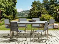 Tavolo da pranzo da giardino COSOLETO 180 cm 90 cm Vetro Grigio