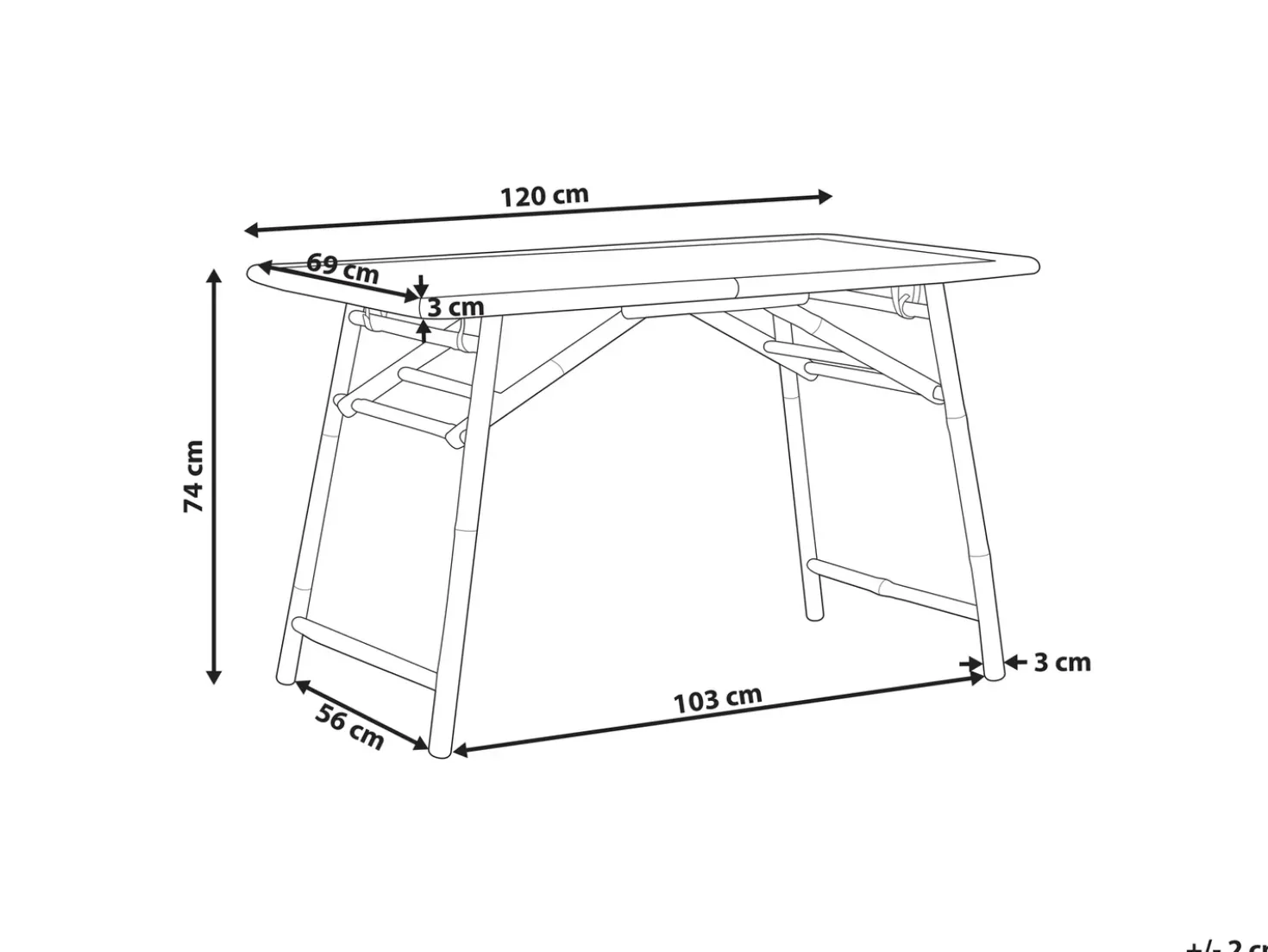 Tavolo da pranzo da giardino MOLISE 120 cm 69 cm Bambù Marrone chiaro