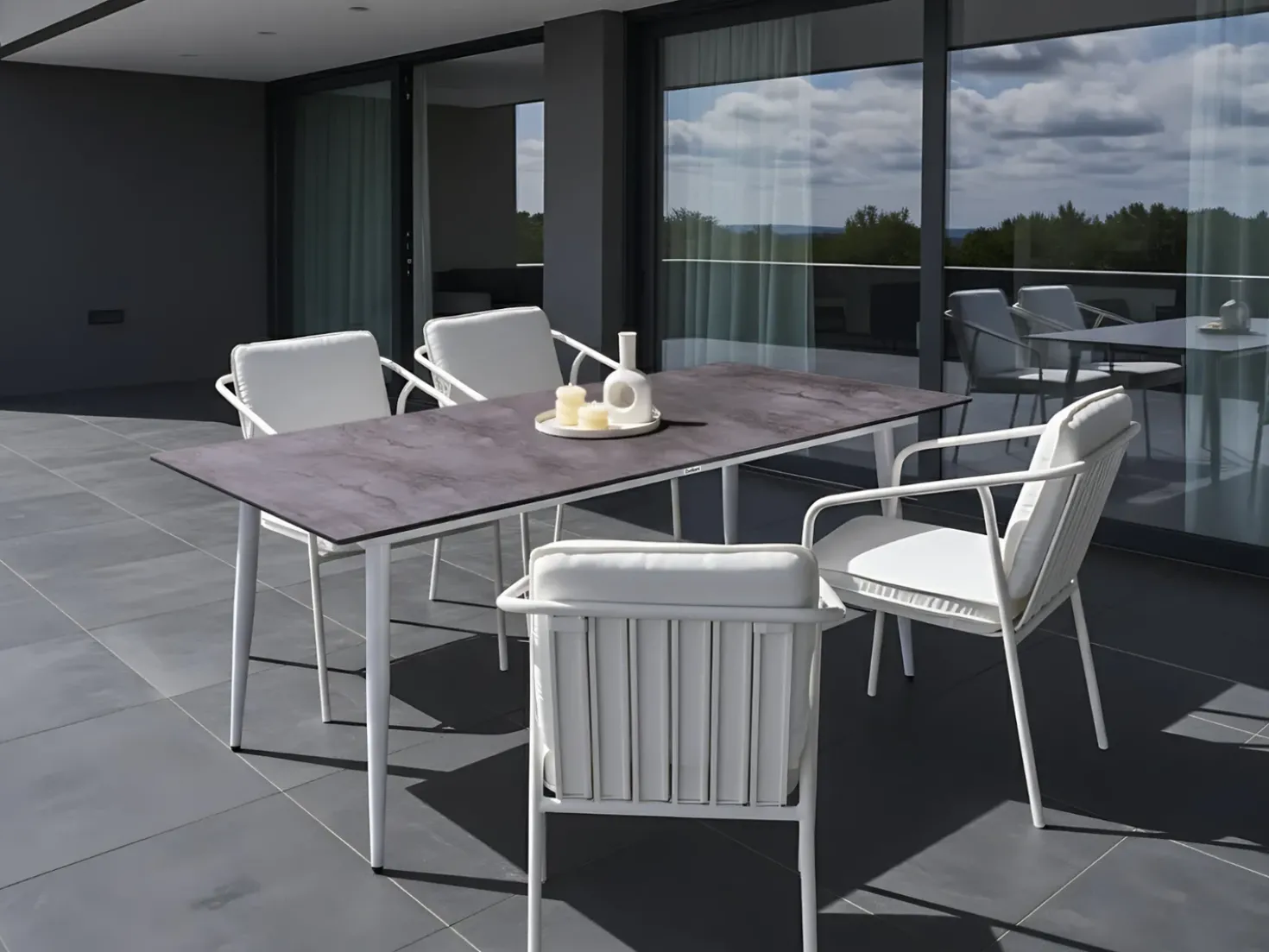 Tavolo da pranzo da giardino TOLENTINO 180 cm 90 cm Effetto pietra Grigio