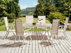 Tavolo da pranzo da giardino CATANIA 160 cm 91 cm Vetro Beige