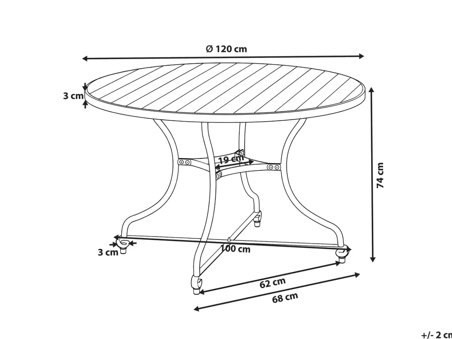 Tavolo da pranzo da giardino LASCARI 120 cm 120 cm Legno d'acacia Marrone chiaro