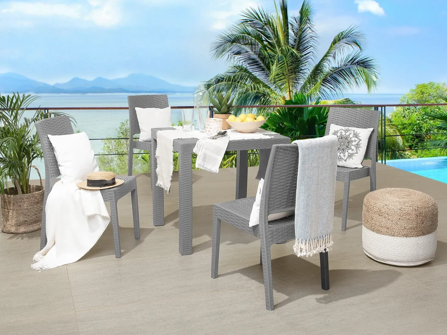 Tavolo da pranzo da giardino FOSSANO 80 cm 80 cm Grigio chiaro