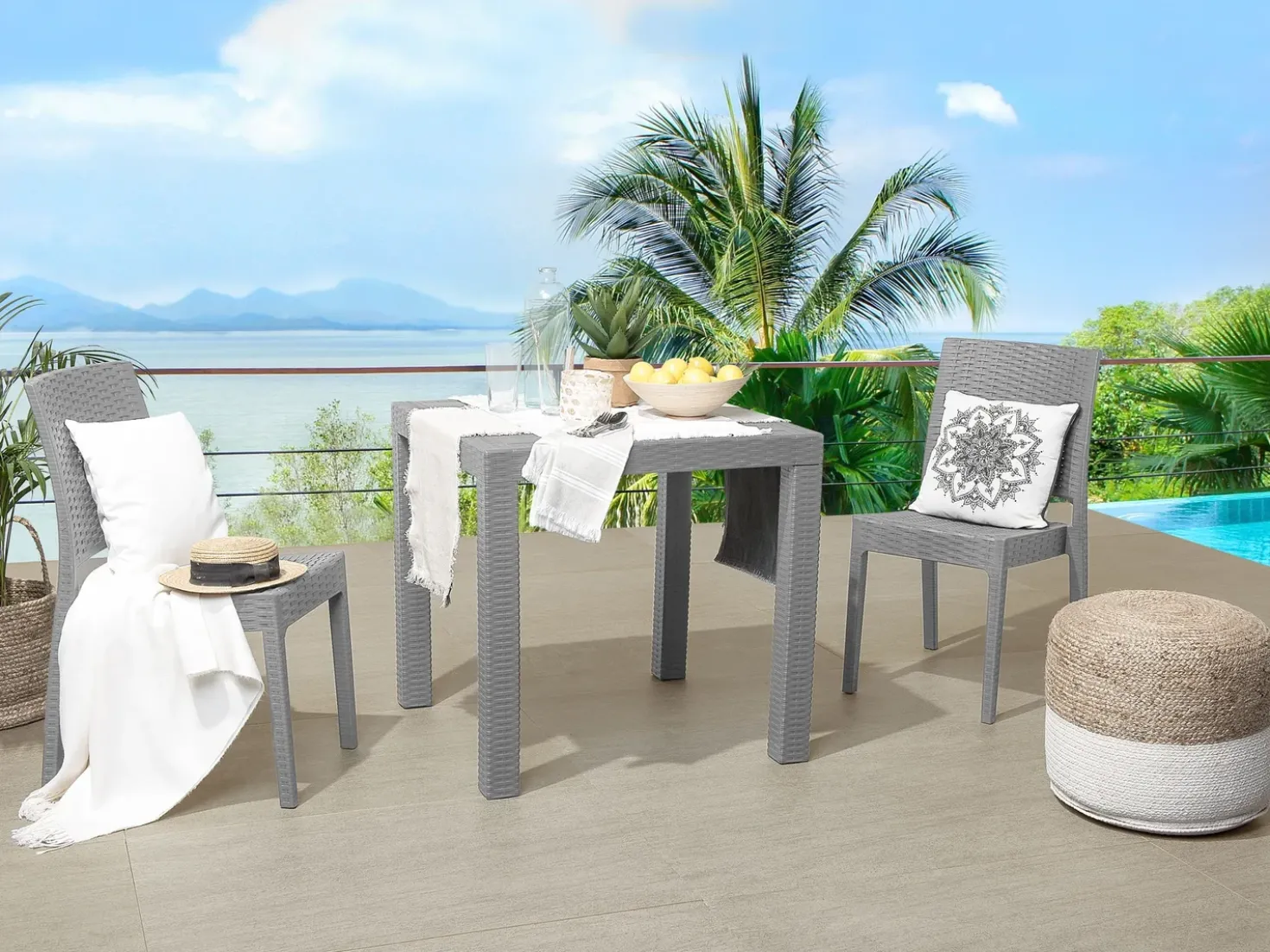 Tavolo da pranzo da giardino FOSSANO 80 cm 80 cm Grigio chiaro