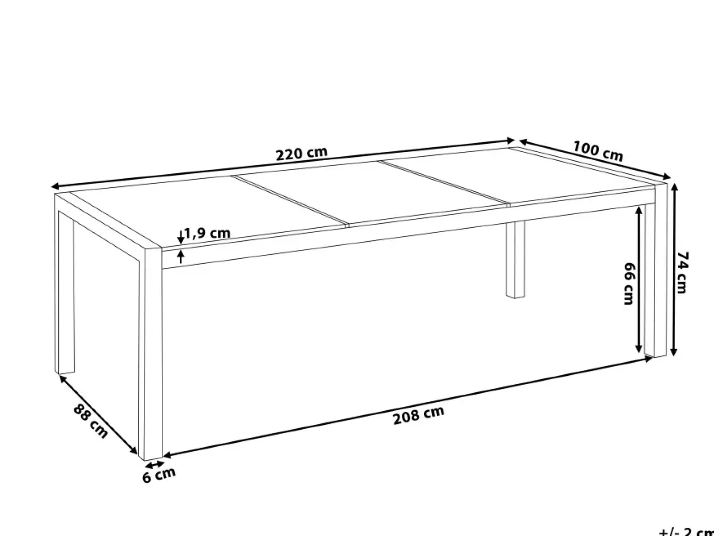 Tavolo da pranzo da giardino GROSSETO 220 cm 100 cm fiammato Granito Grigio grafite