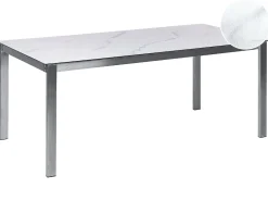 Tavolo da pranzo da giardino COSOLETO 180 cm 90 cm Effetto marmo Vetro Bianco