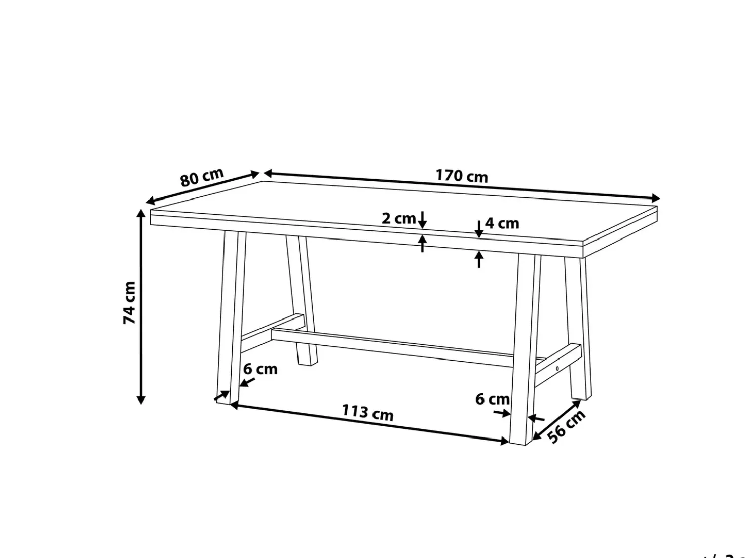 Tavolo da pranzo da giardino SCANIA 170 cm 80 cm Legno d'acacia Nero