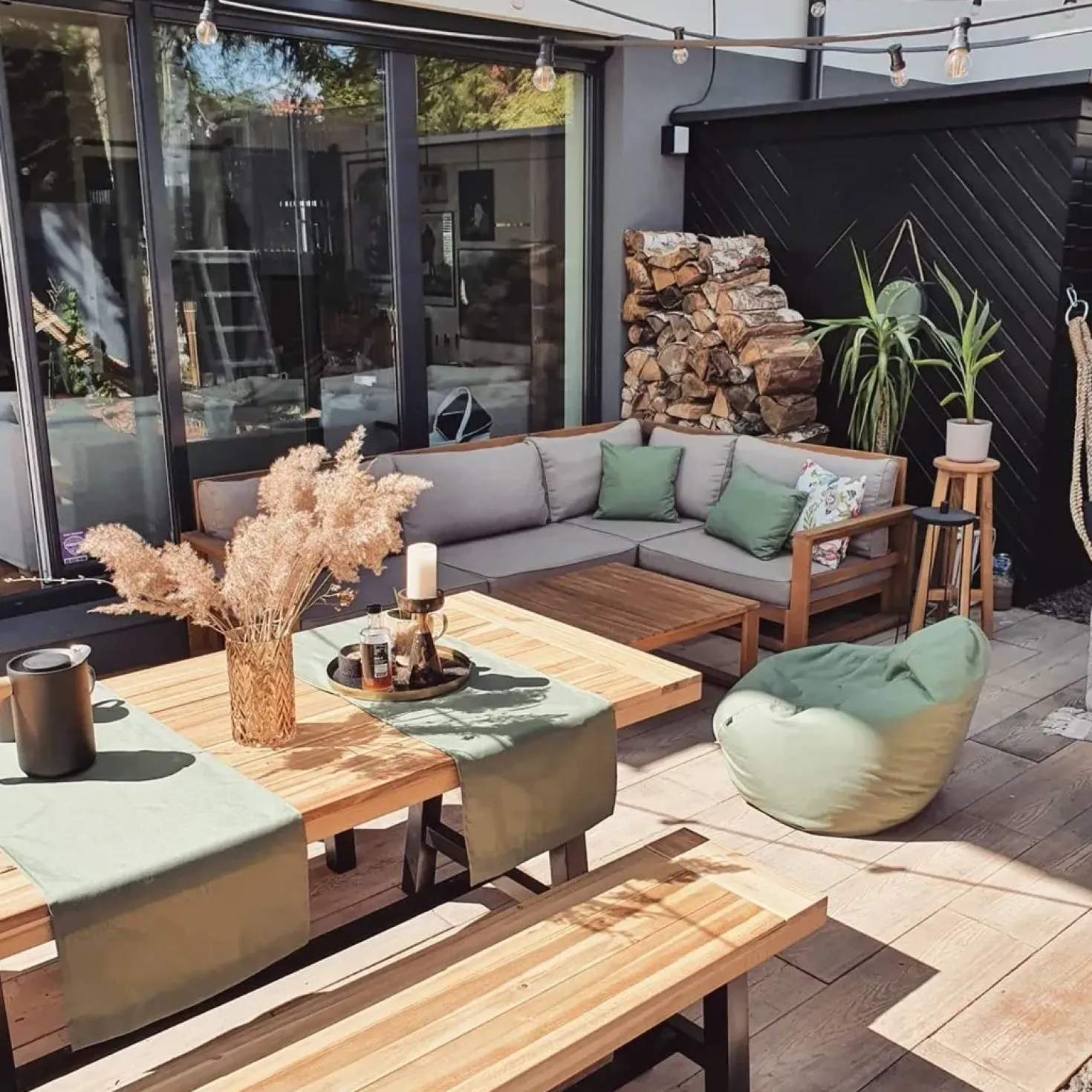 Tavolo da pranzo da giardino SCANIA 170 cm 80 cm Legno d'acacia Nero