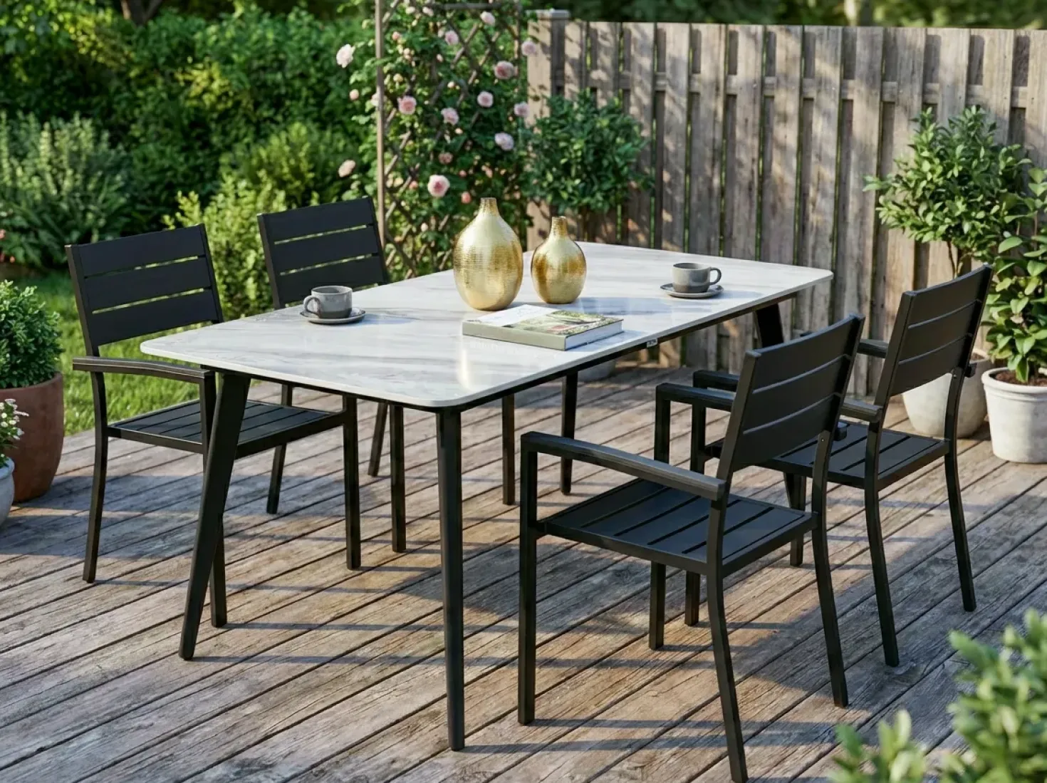 Tavolo da pranzo da giardino RODALLO 160 cm 90 cm Pietra Marmo Grigio