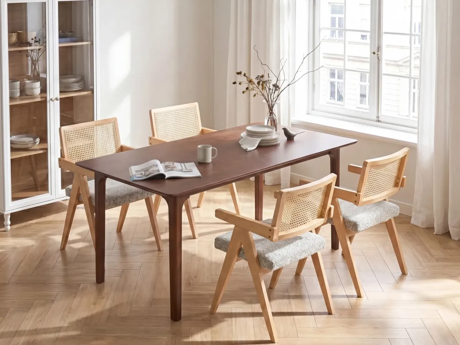 Tavolo da pranzo DELMAS Frasino scuro 160 cm 90 cm