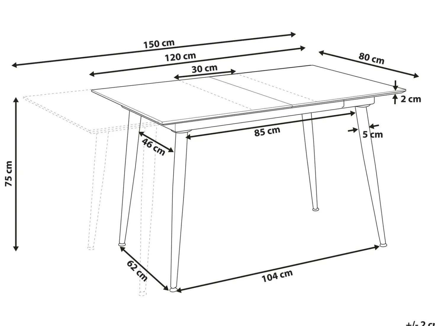 Tavolo da pranzo EFTALIA Marmo bianco 120/150 cm 80 cm