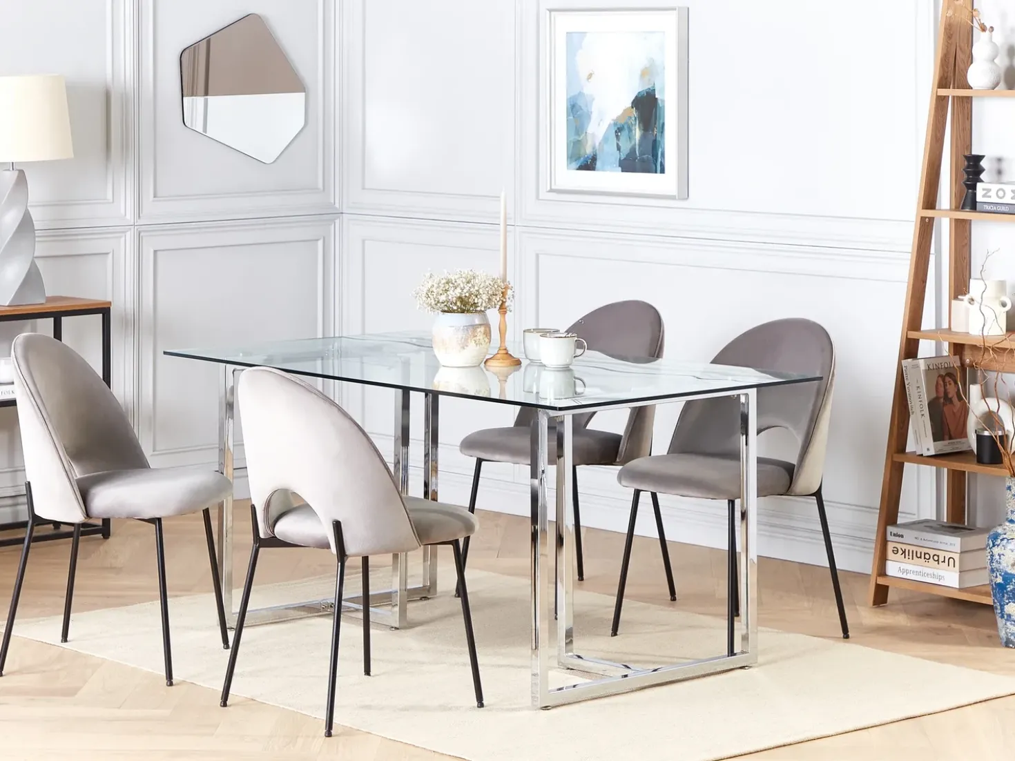 Tavolo da pranzo ENVIA Argento 160 cm 90 cm Vetro temperato