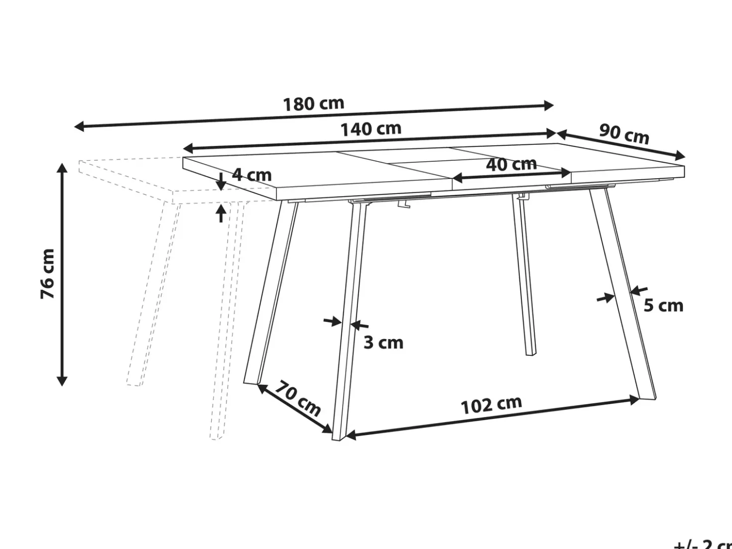 Tavolo da pranzo estensibile HARLOW Marrone scuro 140/180 cm 90 cm
