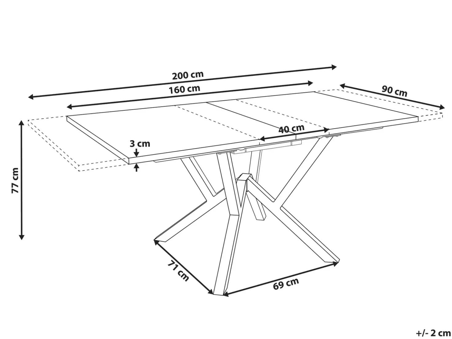 Tavolo da pranzo estensibile ANSELL Marrone chiaro 160/200 cm 90 cm