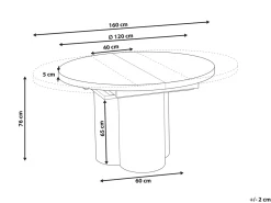 Tavolo da pranzo estensibile MORAINE Effetto travertino 120/160 cm 120 cm